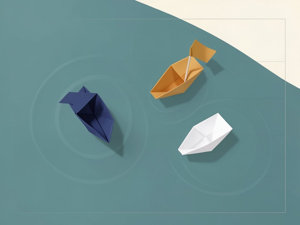 Three small paper boats on a calm blue surface, each with a different flag, representing different types of loans.